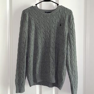 Heather gray Polo sweater.